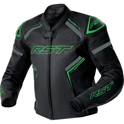 Chaqueta de piel RST S1 D3O - negro/verde neón