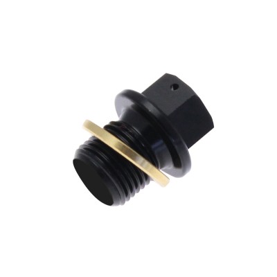 Tapón de vaciado de aceite TECNIUM no magnético alu negro M10 x 1,25 x 14