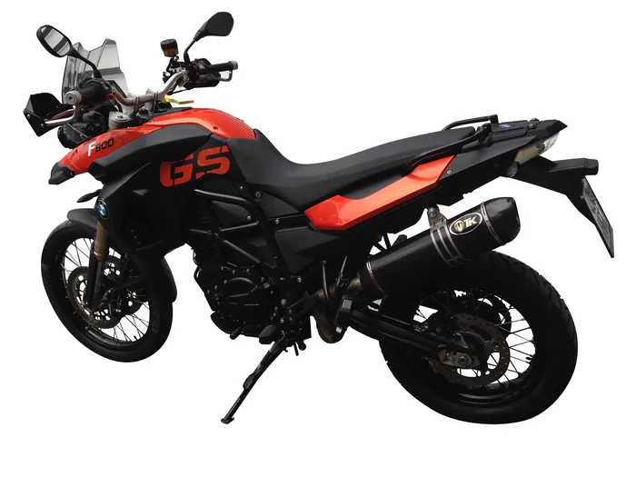 Moto BMW F800 GS con un escape Turbo Kit montado